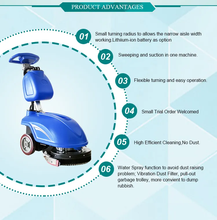 Hot Sale Small-Scale Wireless Battery-Powered Industrial Floor Cleaning Machine Hotels Restaurants and Home Use Floor Scrubber
