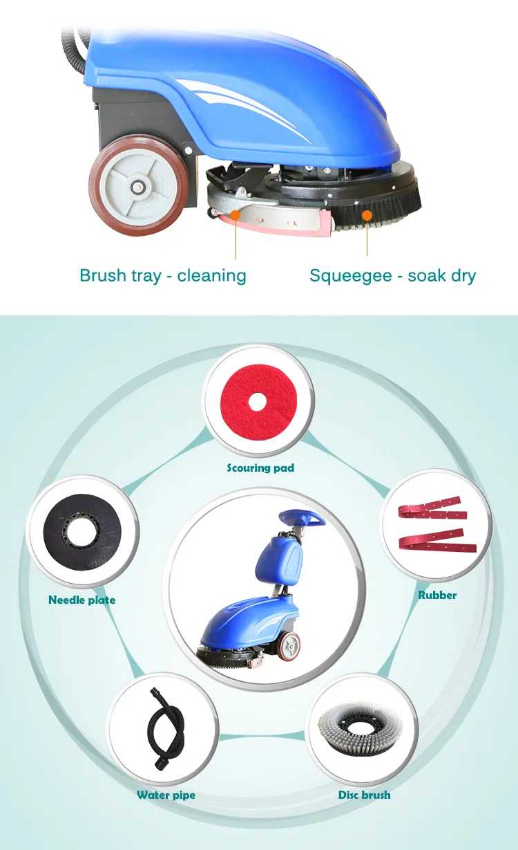Hot Sale Small-Scale Wireless Battery-Powered Industrial Floor Cleaning Machine Hotels Restaurants and Home Use Floor Scrubber